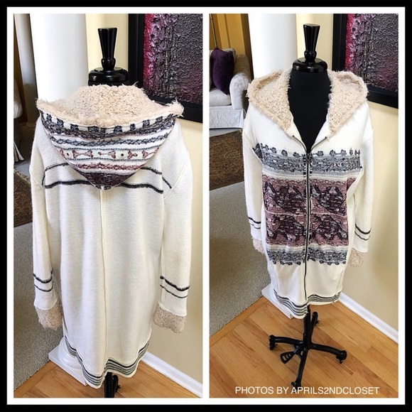 FREE PEOPLE NORDIC HOODED LINED CARDIGAN COAT - Picture 3 of 8